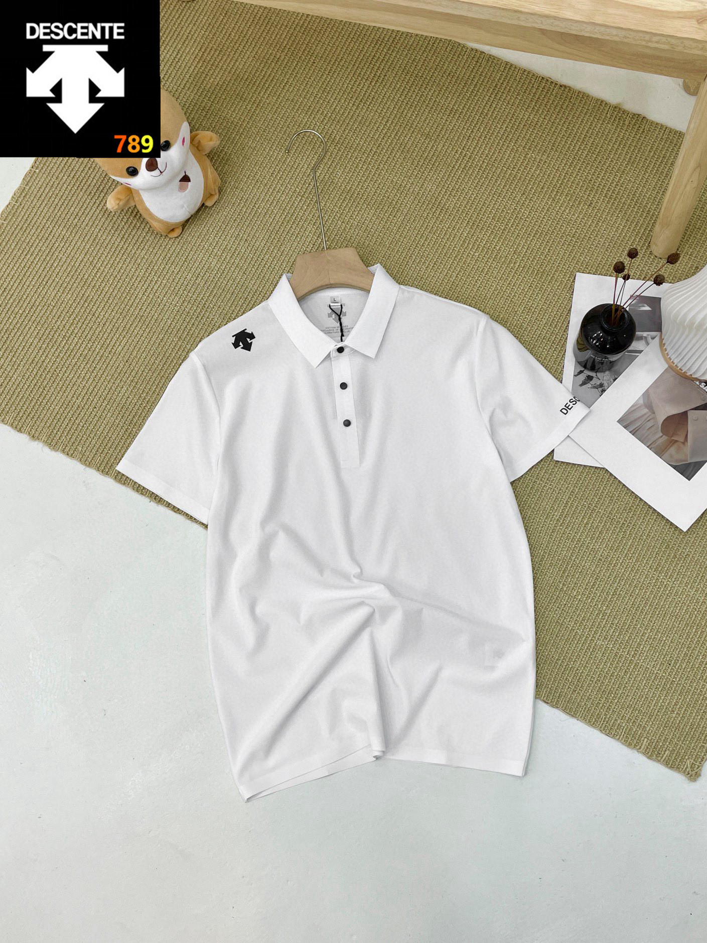 DESCENTE迪桑特夏季商务休闲冰丝短袖t恤男翻领高端纯色半袖体恤POLO衫