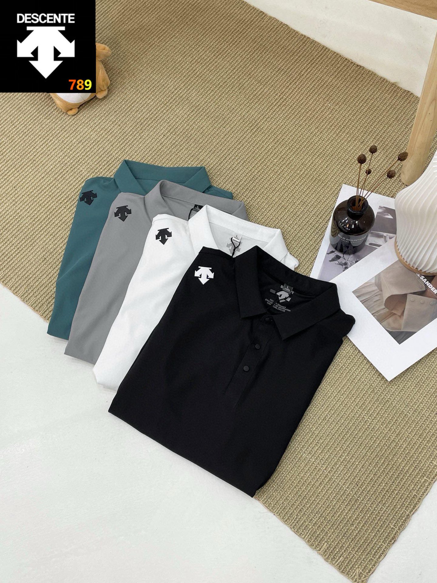 DESCENTE迪桑特夏季商务休闲冰丝短袖t恤男翻领高端纯色半袖体恤POLO衫