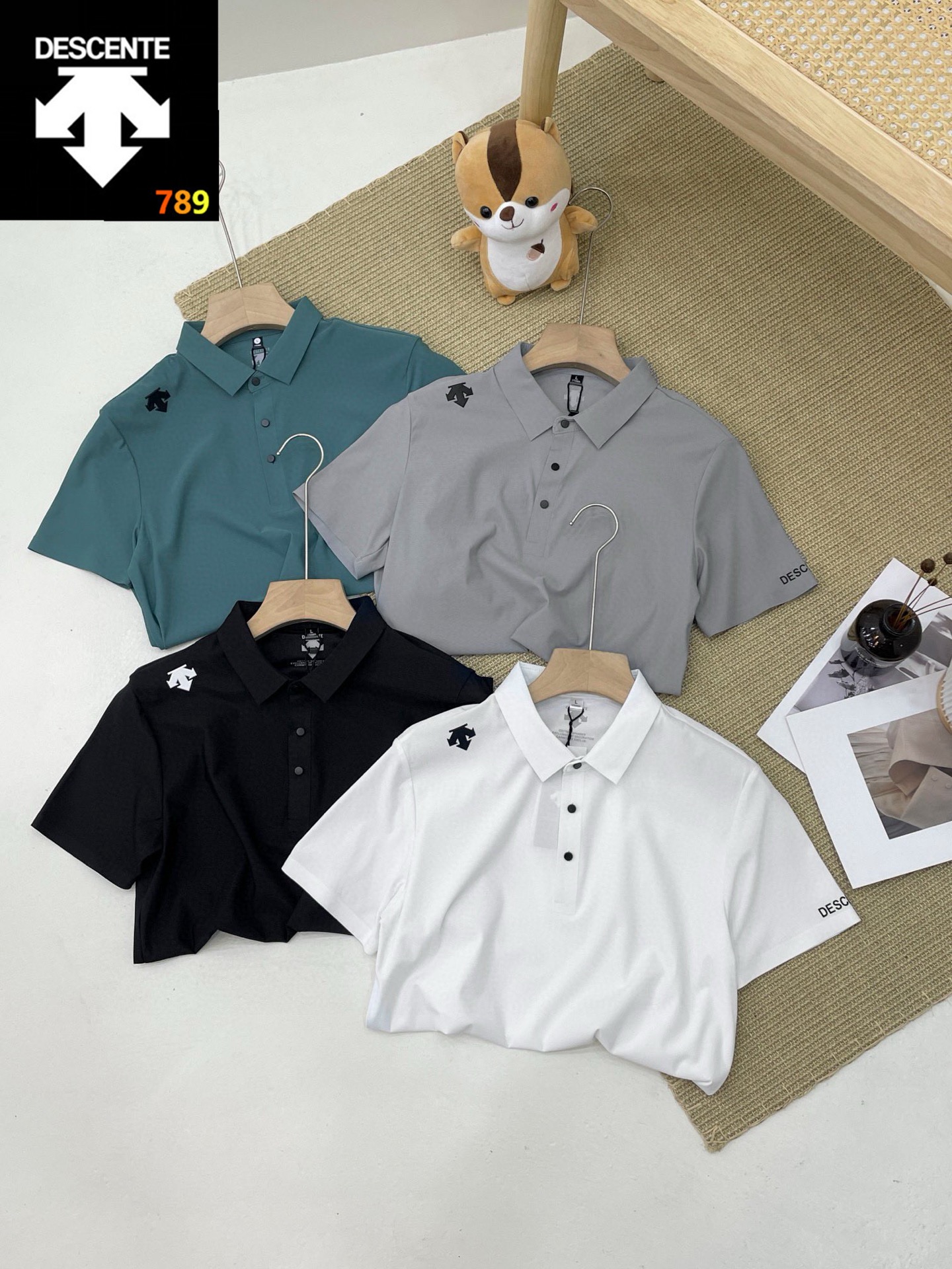 DESCENTE迪桑特夏季商务休闲冰丝短袖t恤男翻领高端纯色半袖体恤POLO衫