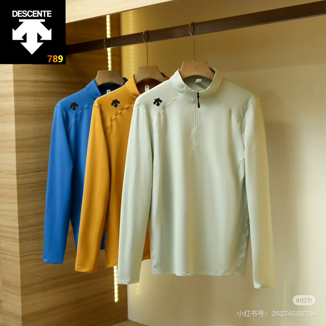 【05145】DESCENTE Half-Zip Long Sleeve Quick-Dry T-Shirt