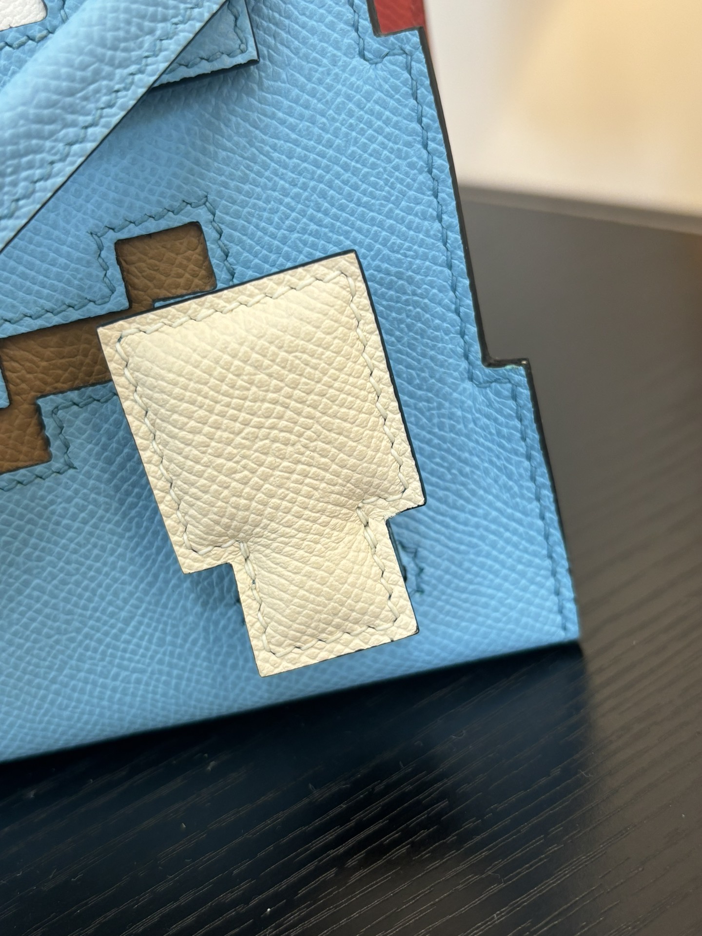 Hermes Mosaic Blue Epsom leather top handle everyday