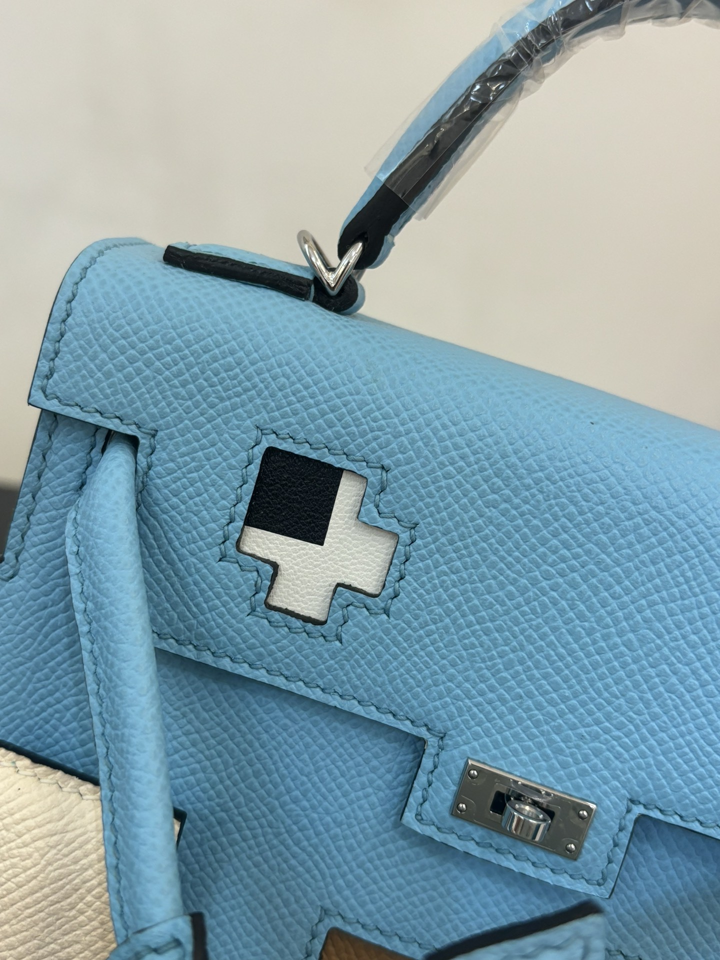 Hermes Mosaic Blue Epsom leather top handle everyday