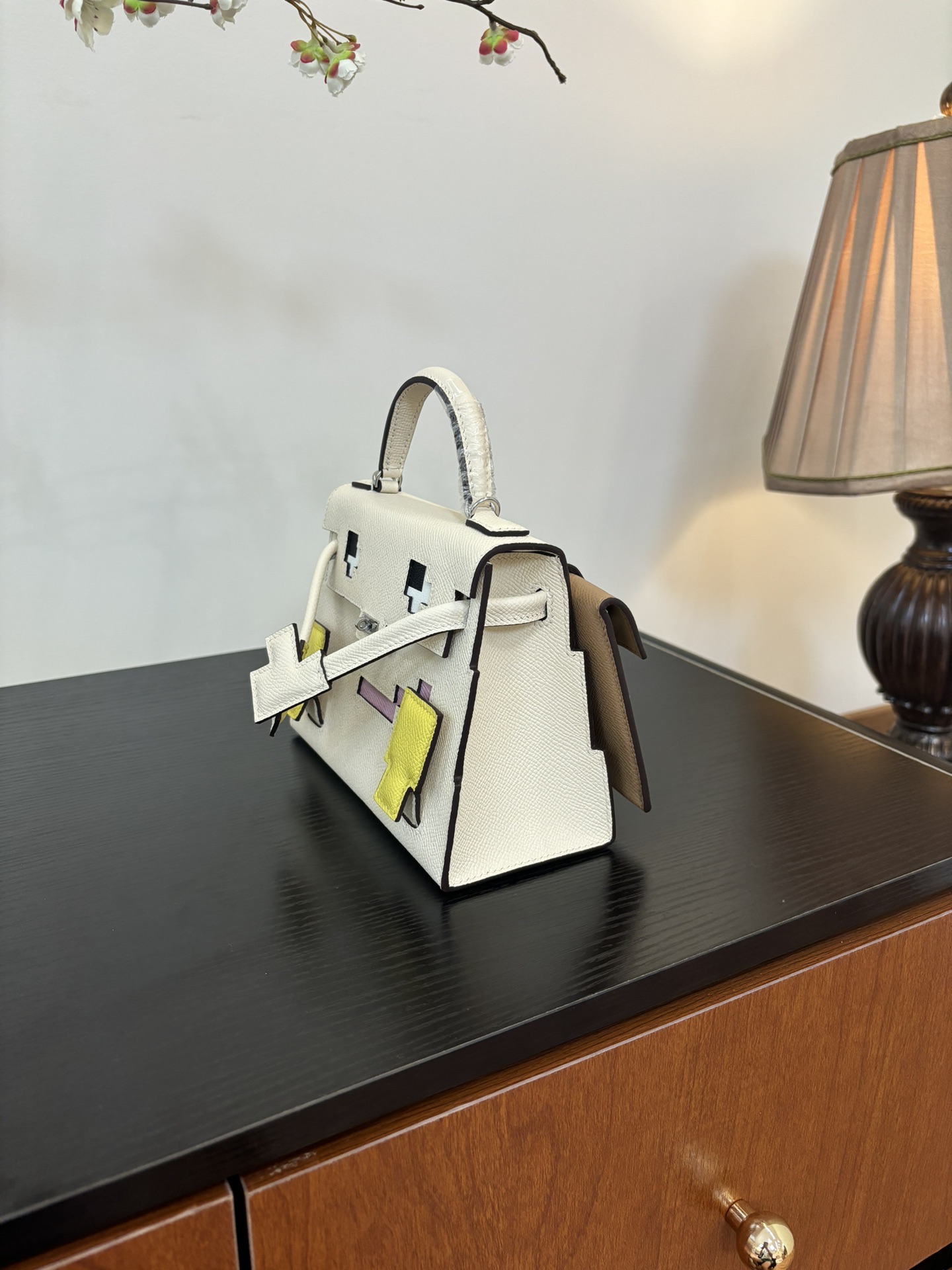 Hermes Mosaic White Epsom with multicolor accents mini top handle everyday