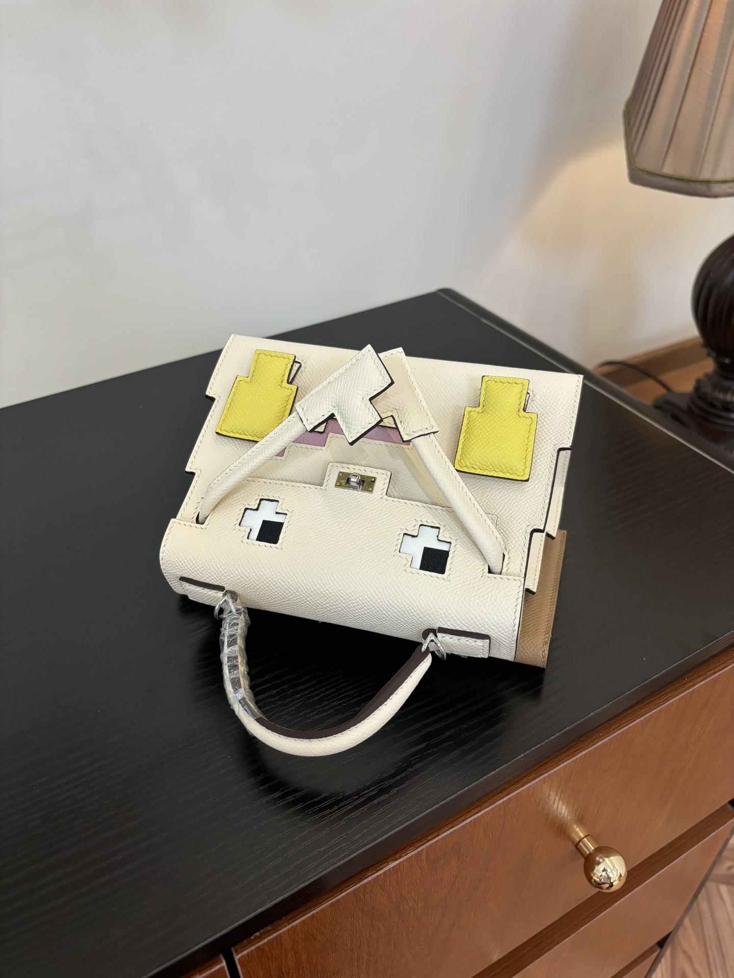 Hermes Mosaic White Epsom with multicolor accents mini top handle everyday
