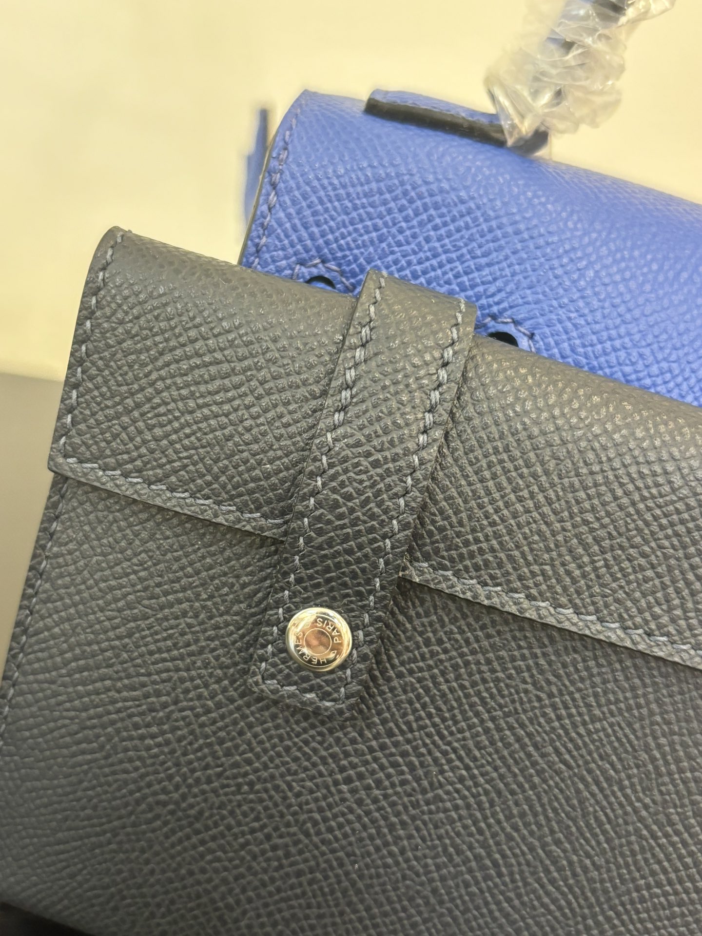 Hermes Mosaic Doll Blue Epsom leather top handle everyday