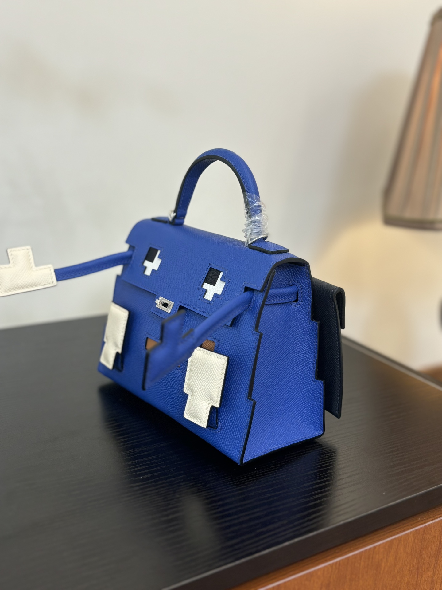Hermes Mosaic Doll Blue Epsom leather top handle everyday