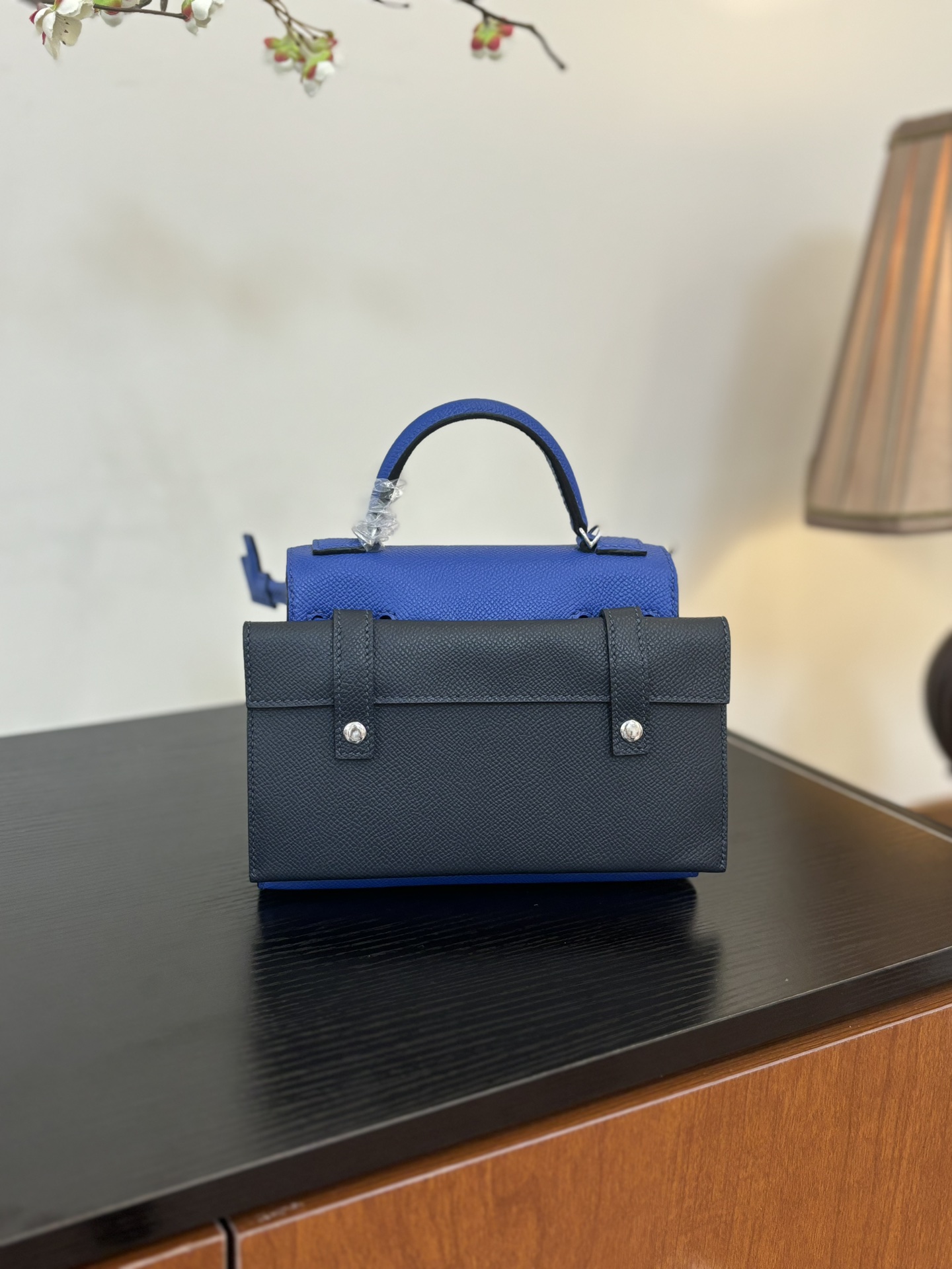 Hermes Mosaic Doll Blue Epsom leather top handle everyday