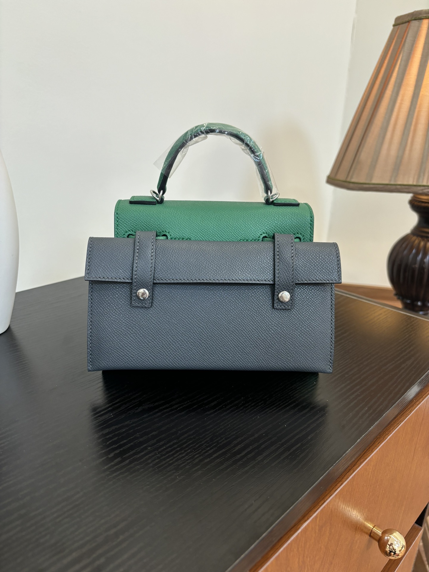 Hermes Mosaic doll bag Green multicolor Epsom leather crossbody everyday