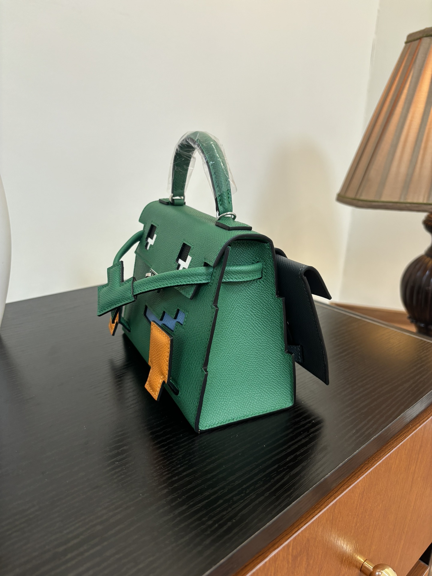 Hermes Mosaic doll bag Green multicolor Epsom leather crossbody everyday