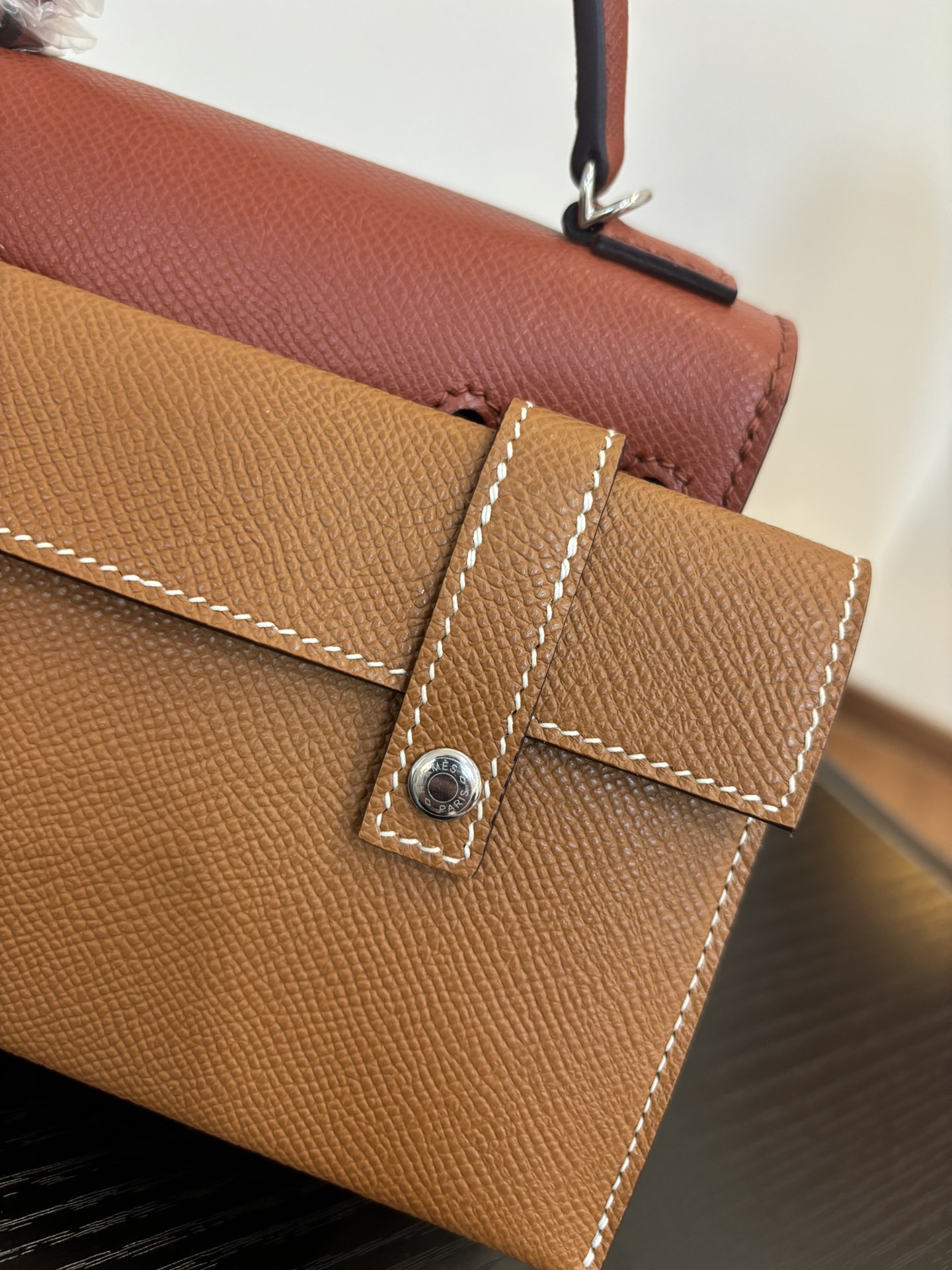 Hermes Mosaic Brown Epsom leather with white and black accents top handle everyday