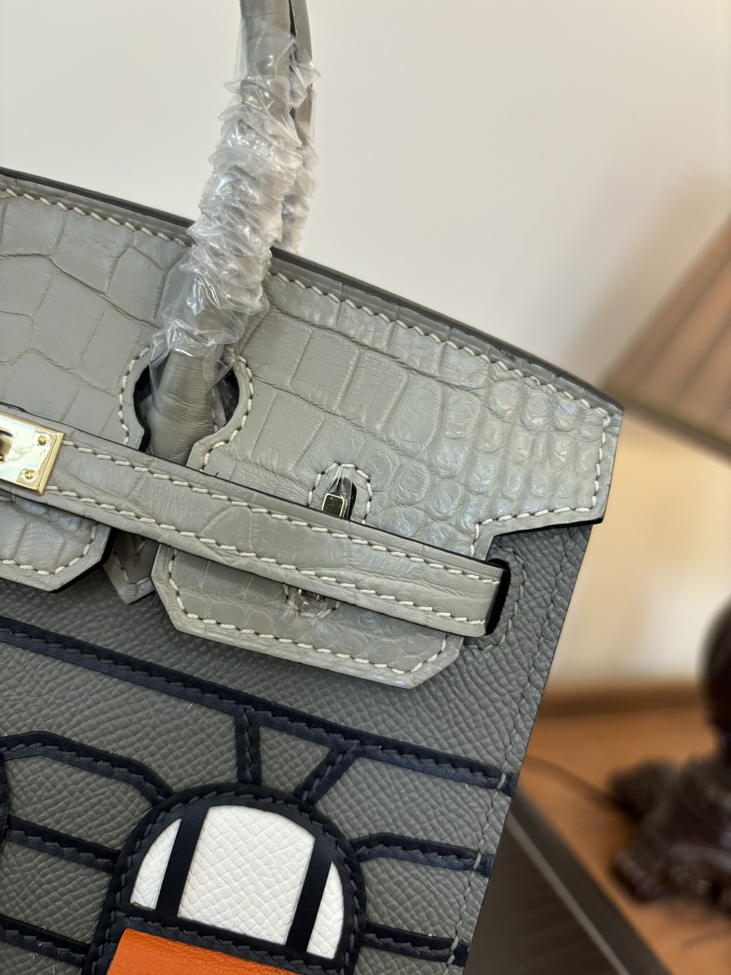 Hermes Style Grey Leather Bag Lookbook Reference image 2