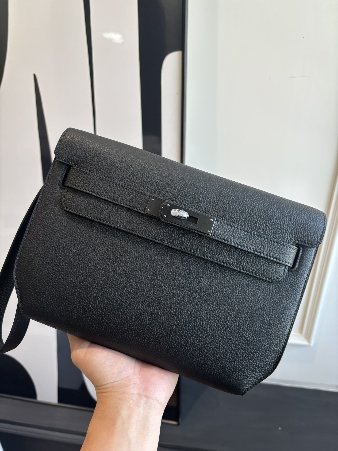 Kelly Depeches 25 Togo Leather Handbag with Shoulder Strap Crossbody