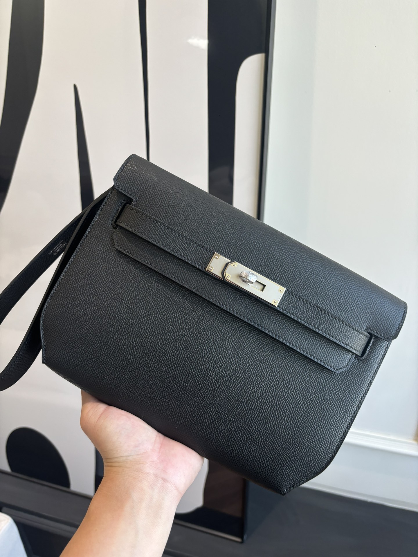 Kelly Depeches 25 Epsom Leather Handbag with Strap