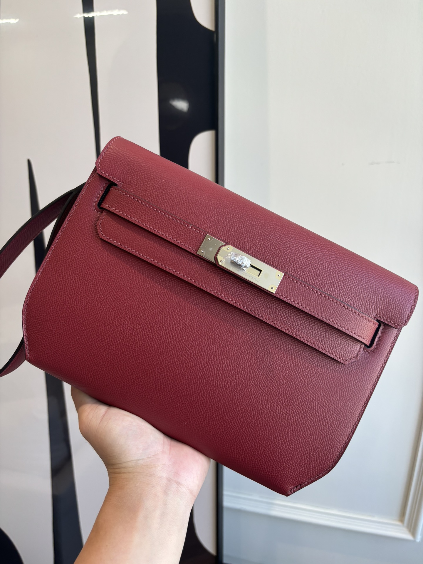 Kelly Depeches 25 Epsom Leather Handbag with Detachable Shoulder Strap