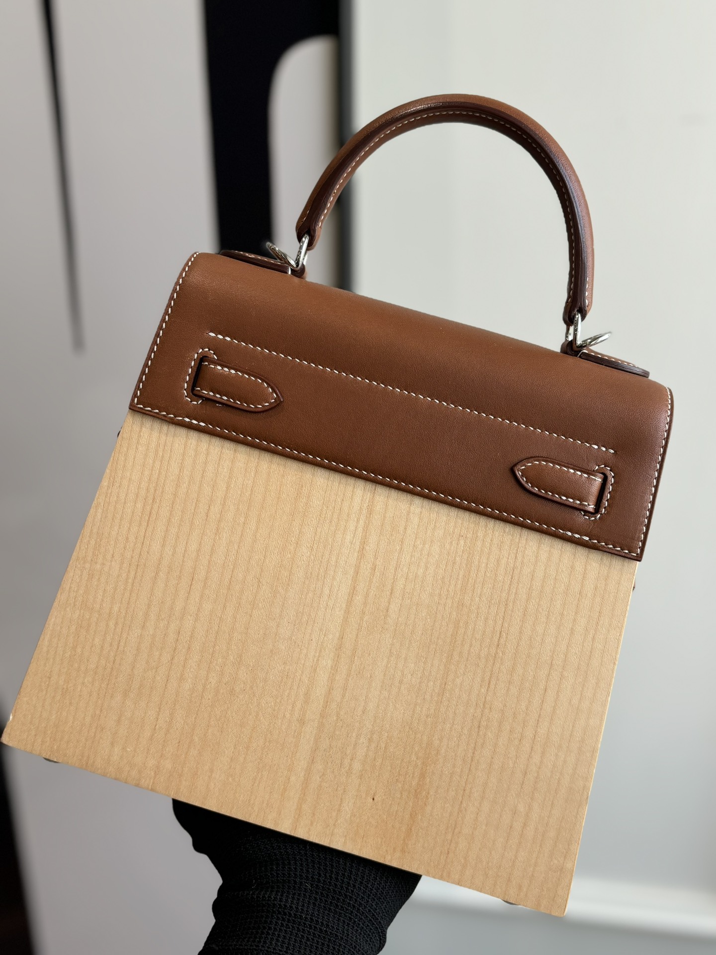 Hermes Kelly Brown wood multicolor top handle everyday