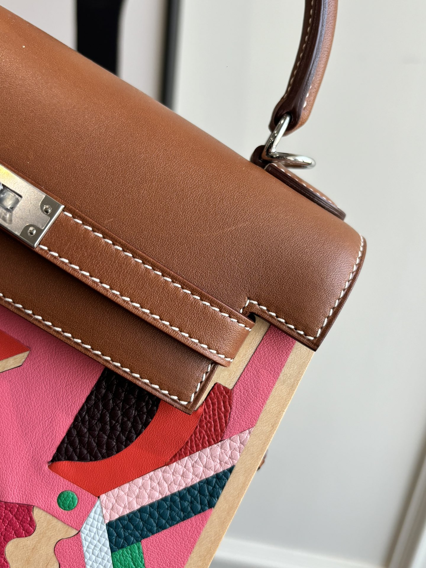 Hermes Kelly Brown wood multicolor top handle everyday