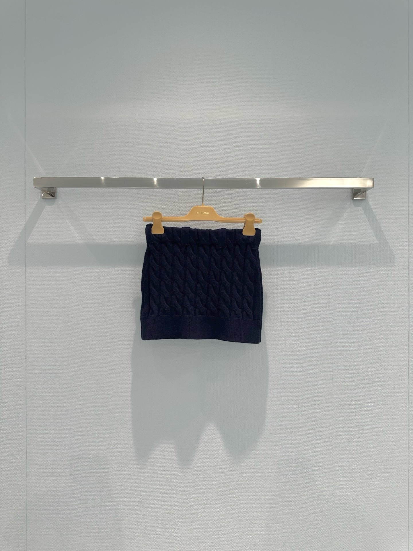 Miu Miu Cable Knit Mini Skirt - Vintage-Inspired, Navy Blue, Size S-L
