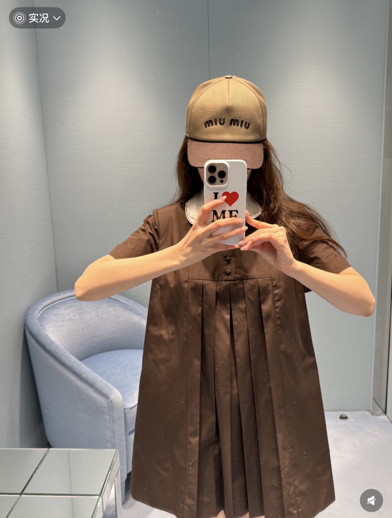 미우미우 피터팬 카라 코튼 반팔 원피스 상세 이미지 8