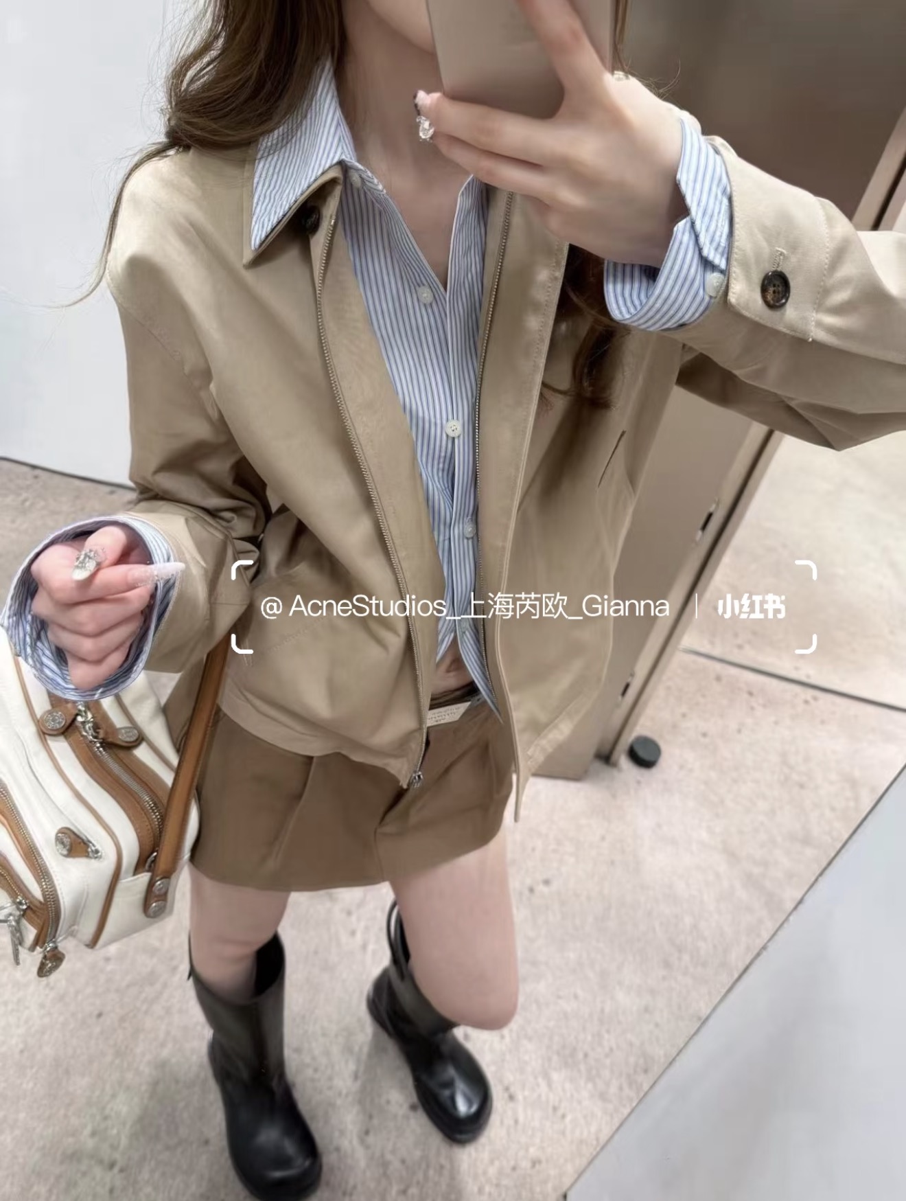 아크네스튜디오 블루 스트라이프 레이어드 여성 자켓 상세 이미지 2