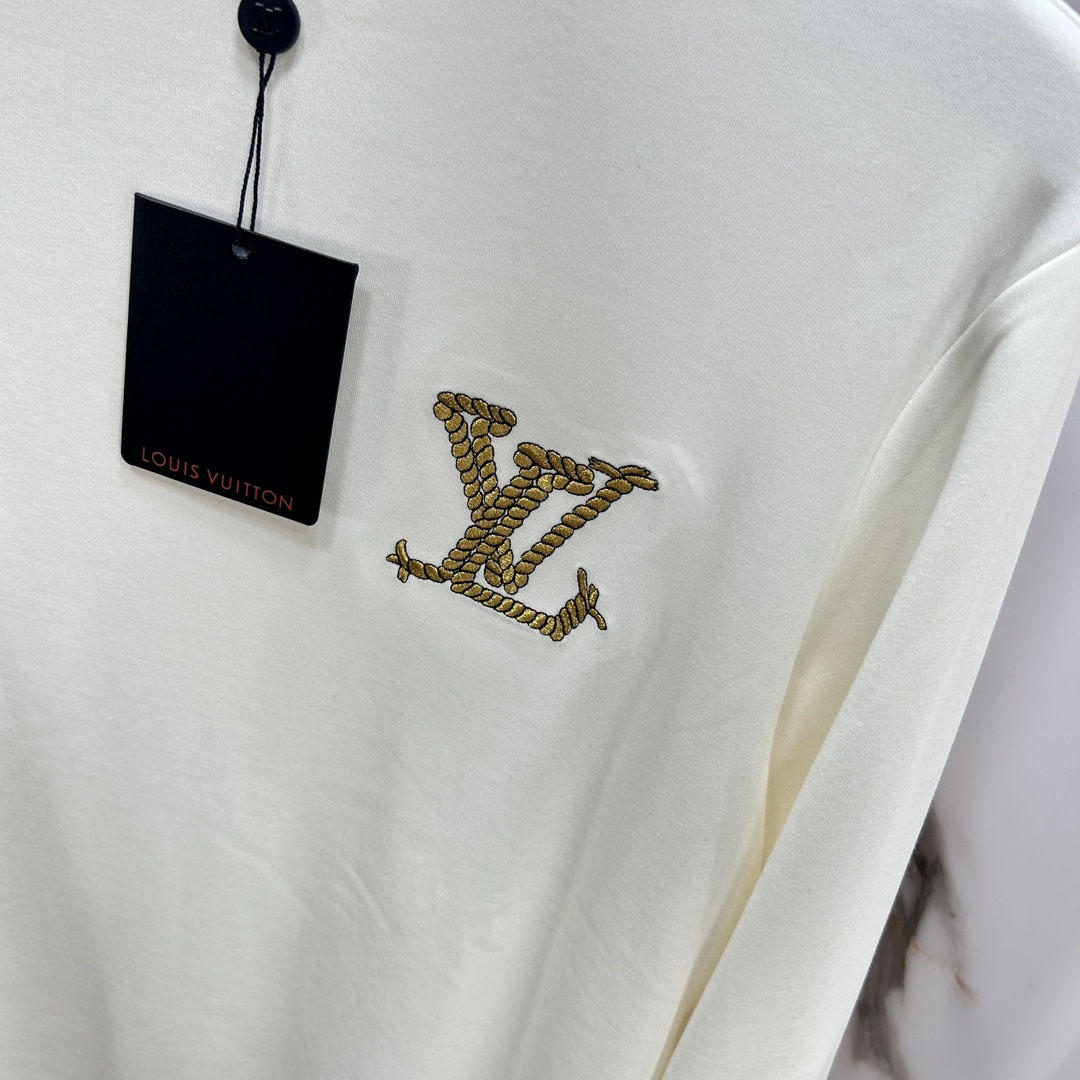 LV*路易ss24秋冬新款中领长袖打底衫顶级图案logo帅气时尚薄绒内里简约百搭款面料棉不仅挺括保持潮流