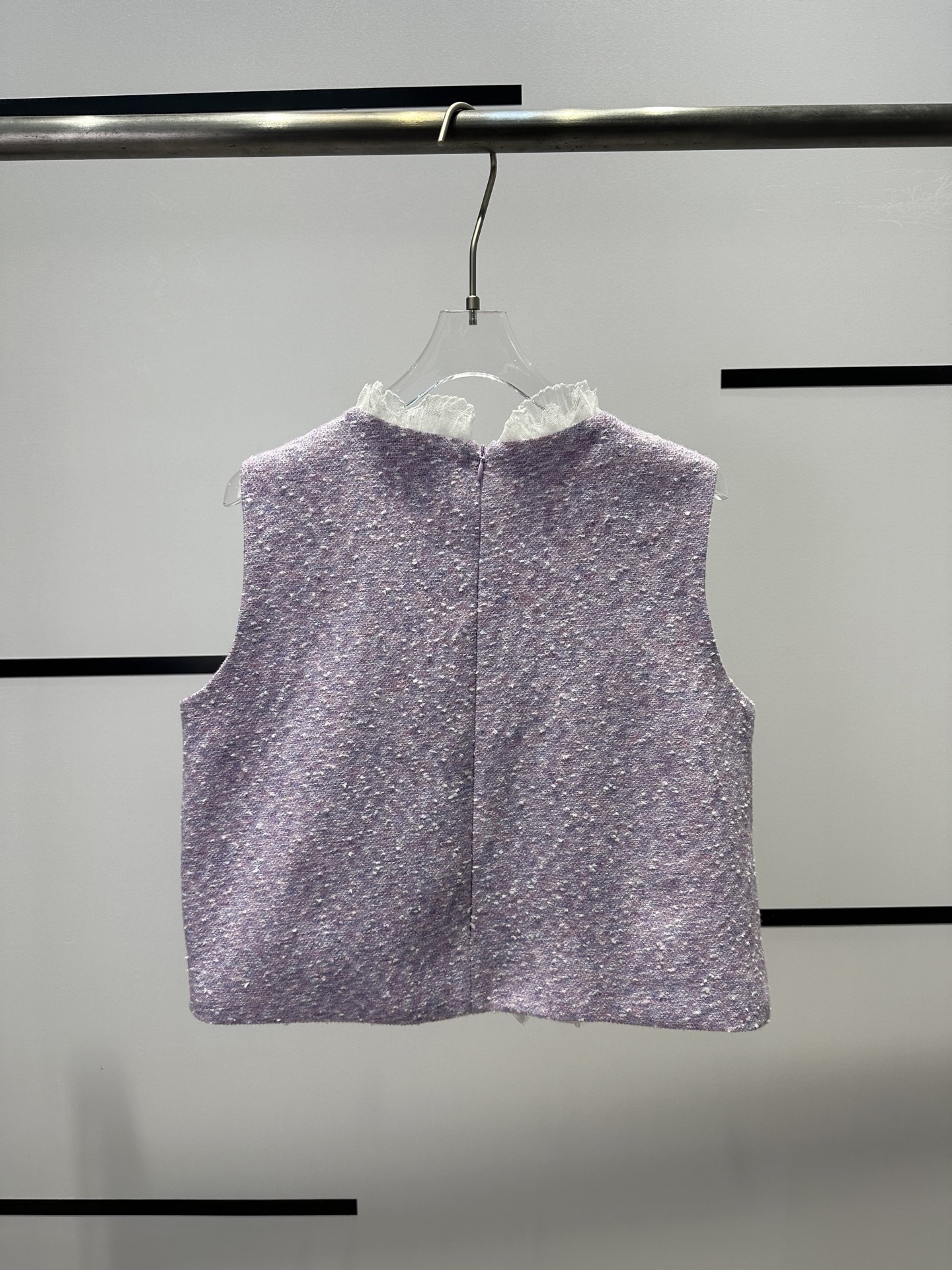 Elegant Purple Tweed Set: Sleeveless Top with Lace Trim & Pleated Mini Skirt 4 i1756272176987 173 0 2