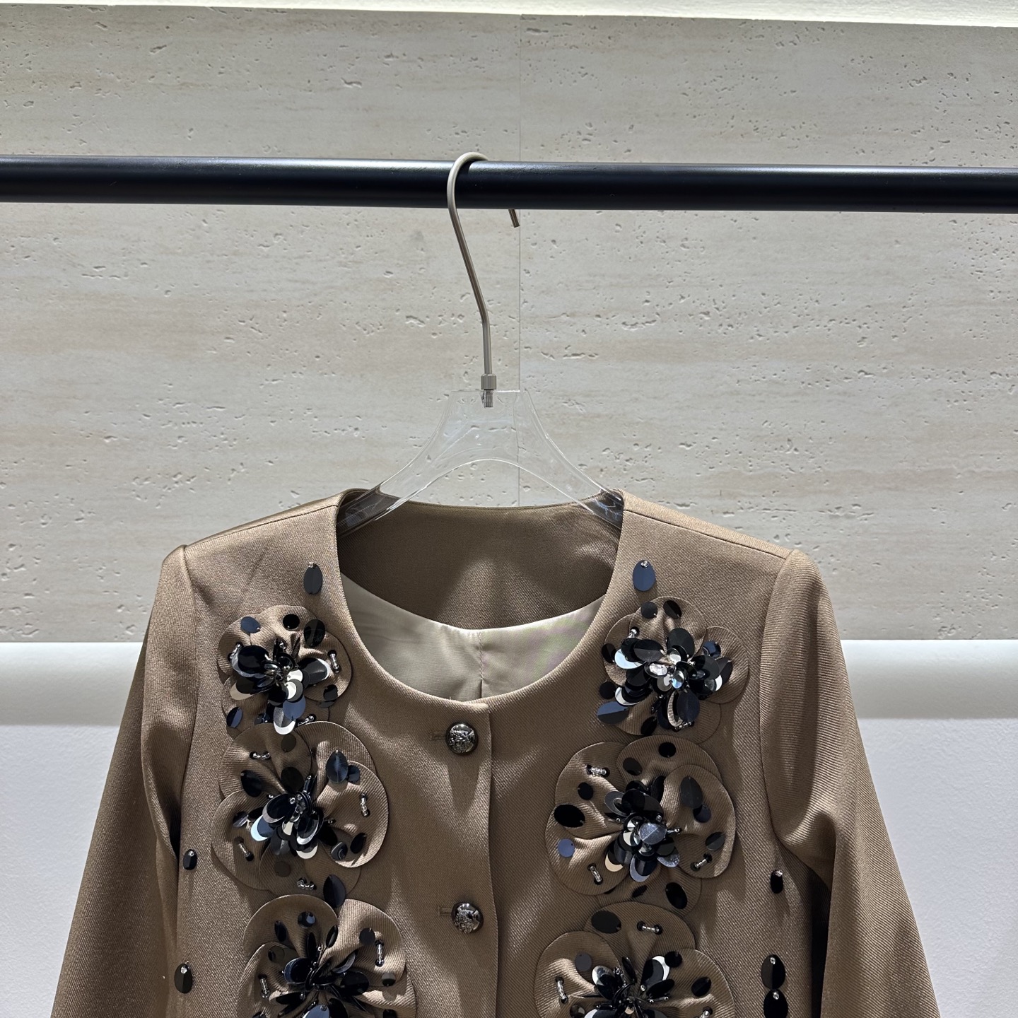 Miu Elegant Khaki Beaded Sequin Set: Jacket & A-Line Mini Skirt 5 i1761477079969 1652 0 3
