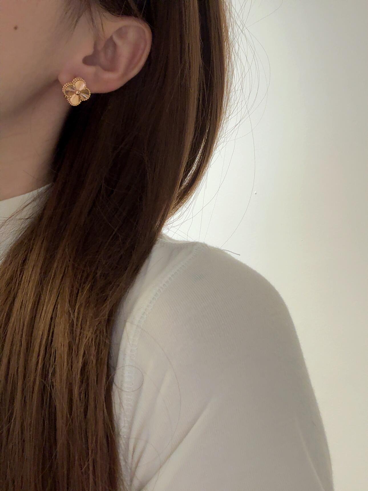 Van Cleef Arpels Alhambra earrings silver-toned metal gold-toned metal guilloche metal finish 15mm diameter