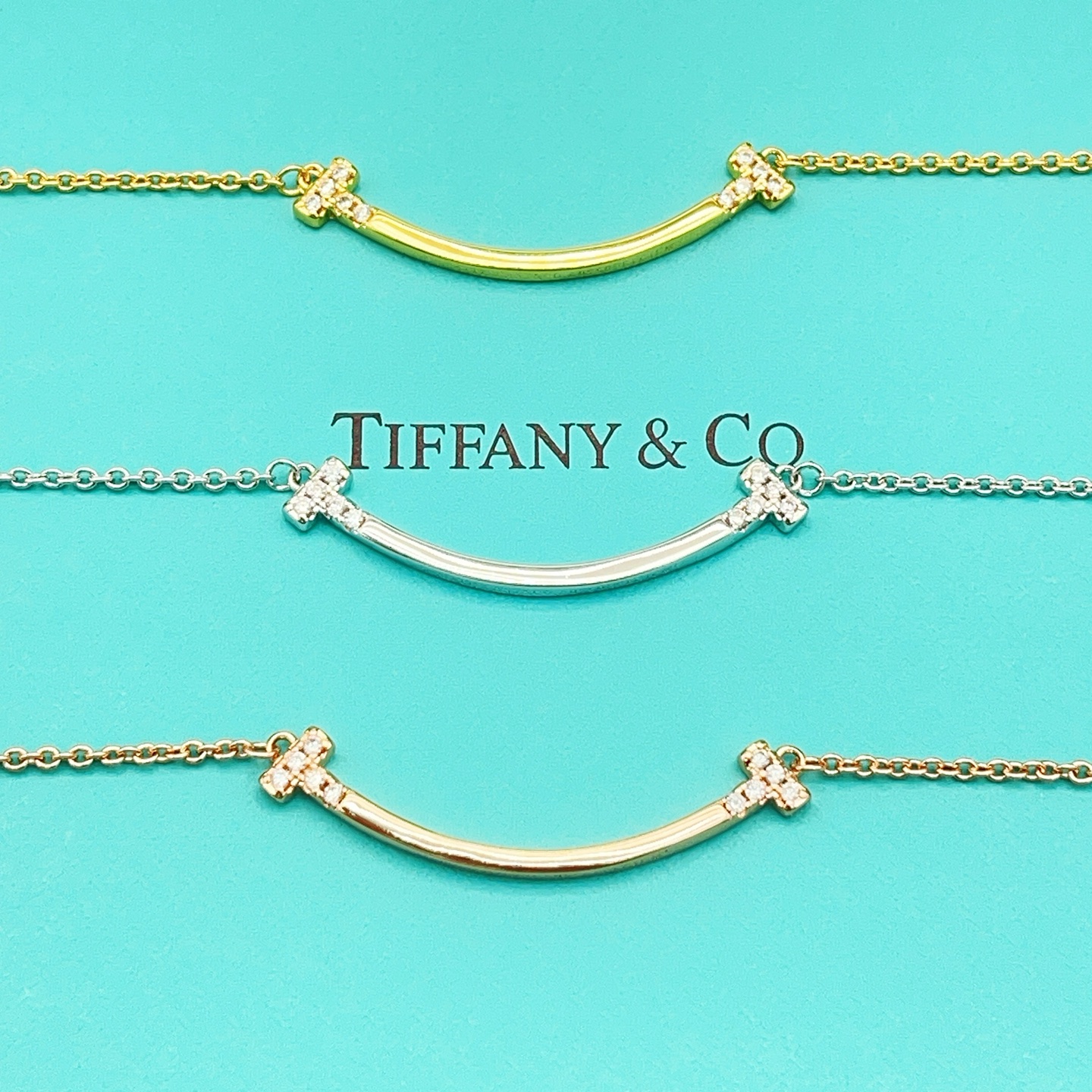 【Tiffany*帝芙尼最新款🆕🆕玫瑰金边钻笑脸项链】一致官网黄铜材质，非常的上镜‼️设计很特别值得入手