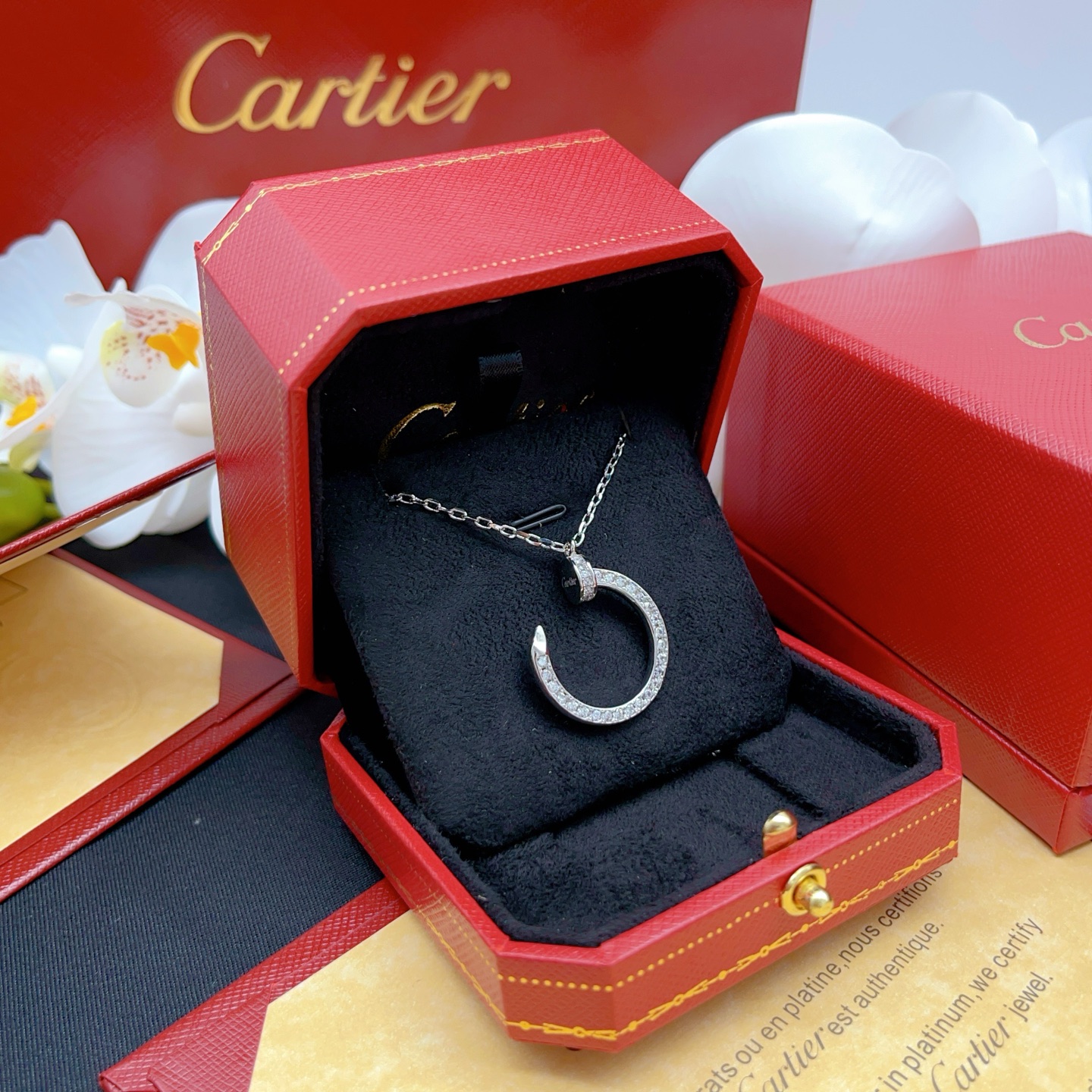 【Cartie*最新款🆕🆕卡地亚银色镶钻钉子项链】一致官网黄铜材质，非常的上镜‼️设计很特别值得入手。高