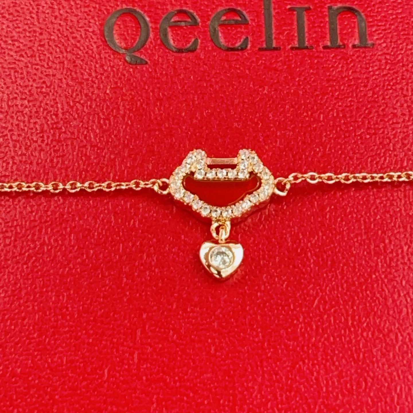 Qeelin Yu Yi bracelet 18k rose gold red agate diamond 16-19cm adjustable