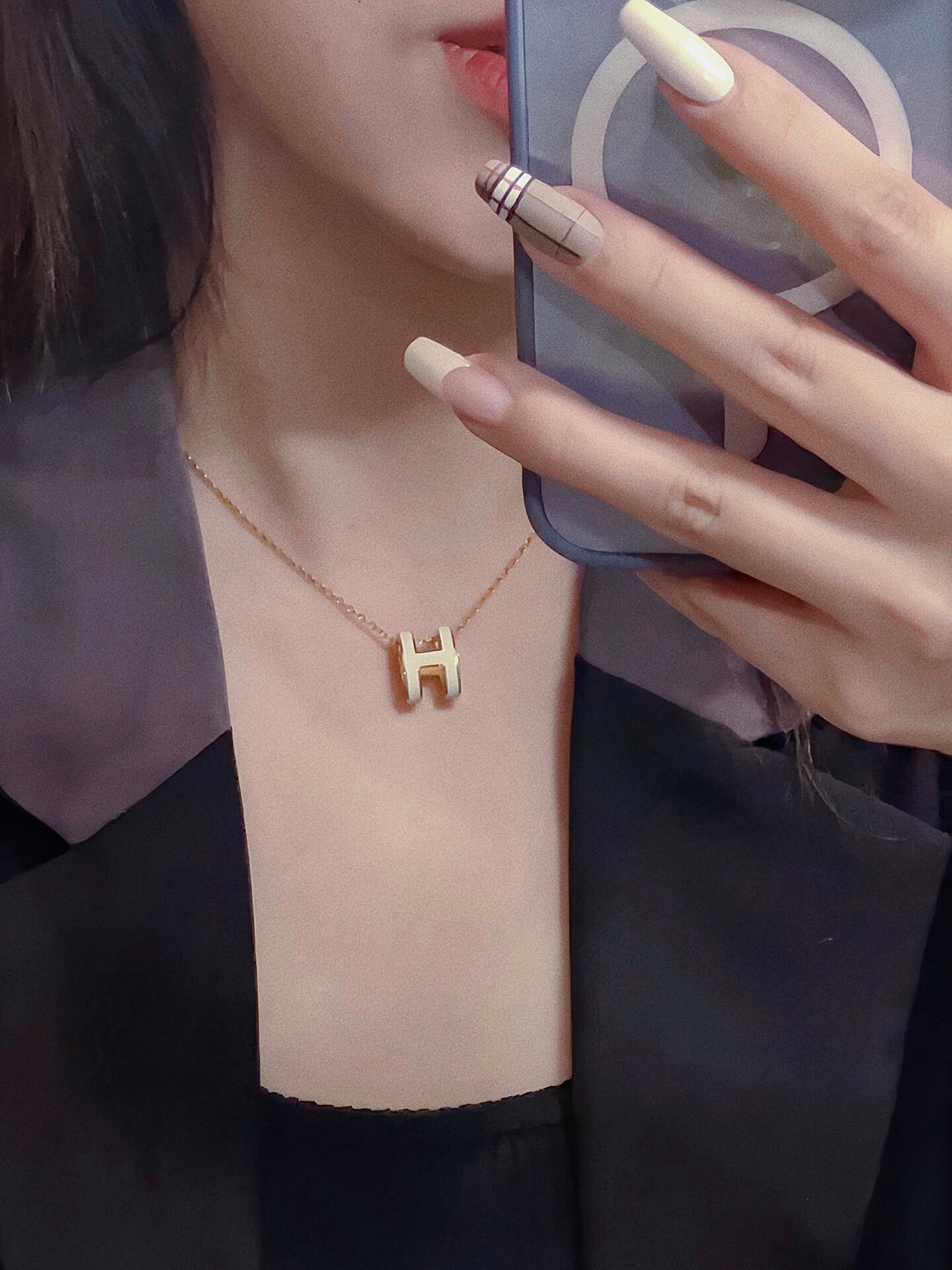 Hermès He@mes爱马仕奶黄色珐琅金色大号项链只能用无敌形容