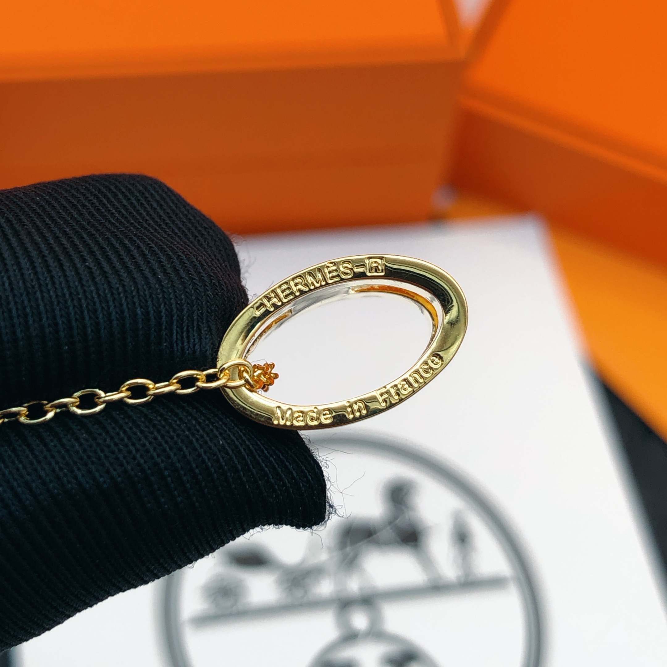 Hermès He@mes爱马仕棕色珐琅金色大号项链只能用无敌形容