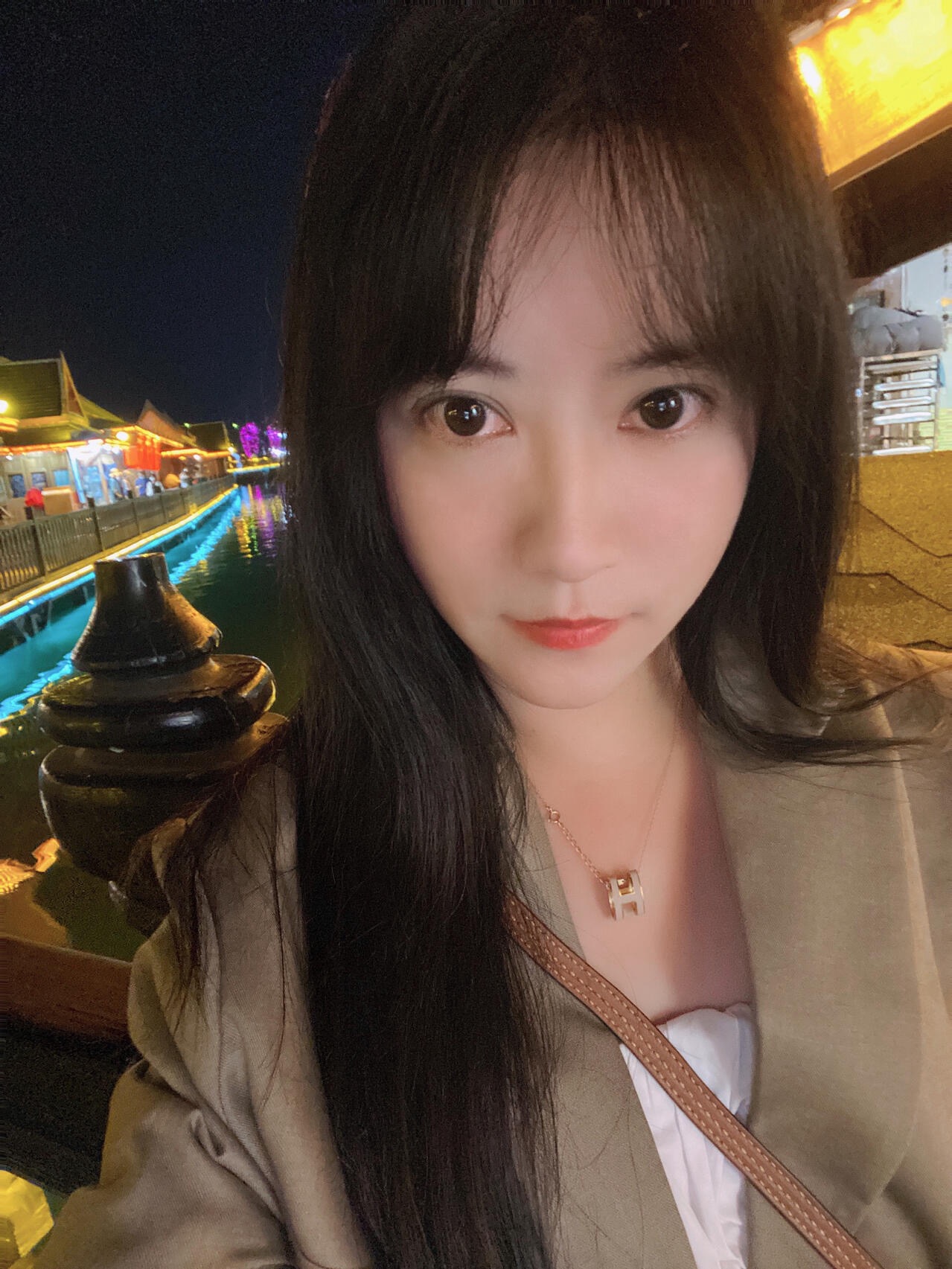 Hermès He@mes爱马仕棕色珐琅金色大号项链只能用无敌形容