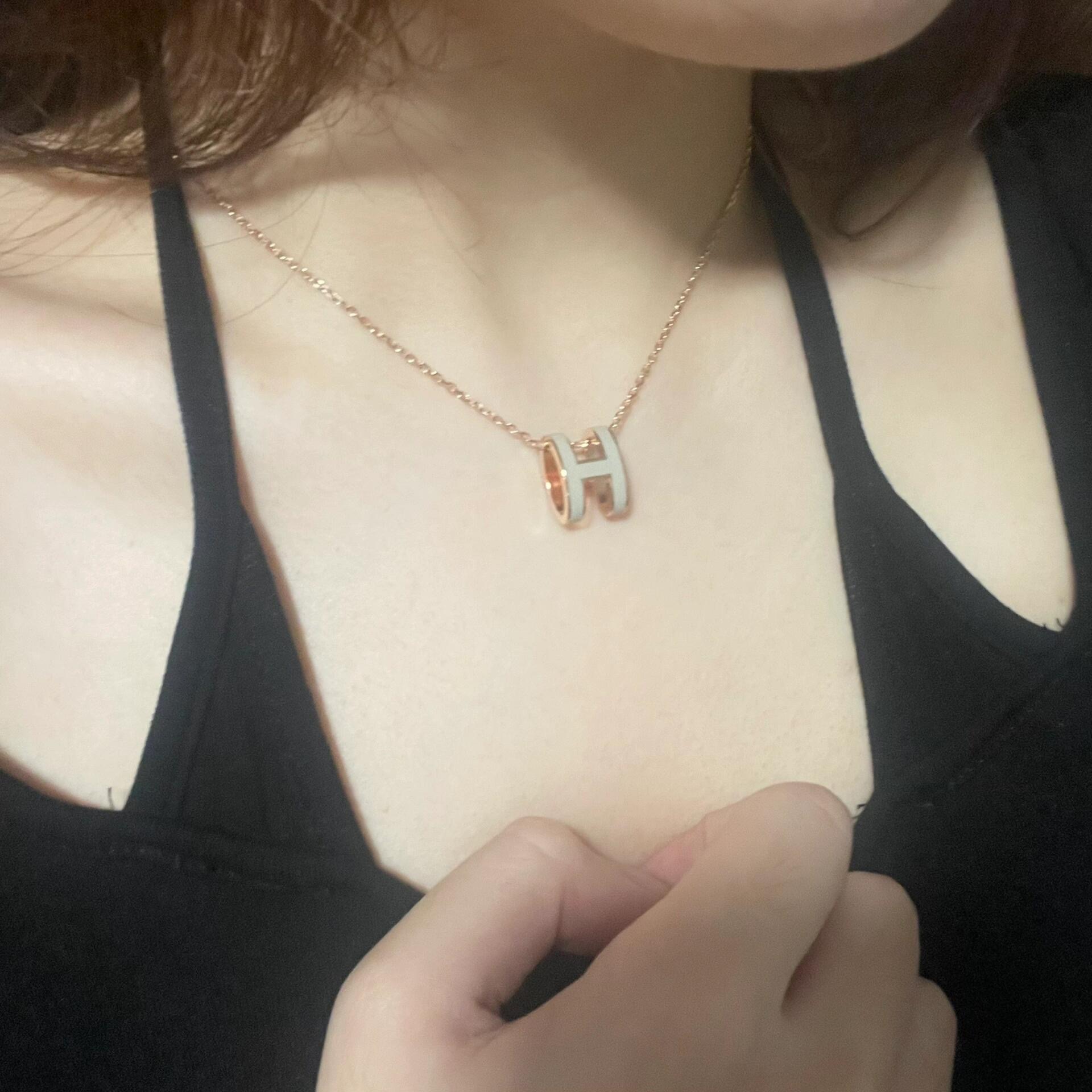 Hermès He@mes爱马仕棕色珐琅金色大号项链只能用无敌形容