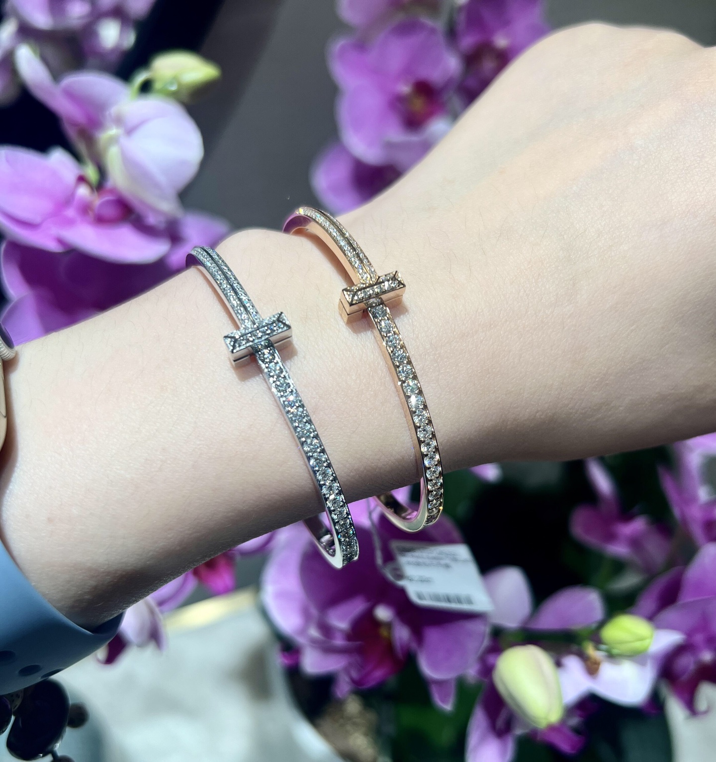 TZ011玫瑰金TZ010金色TZ009银色【Tiffany*帝芙尼最新款🆕🆕三色满钻双T手镯】一致官网