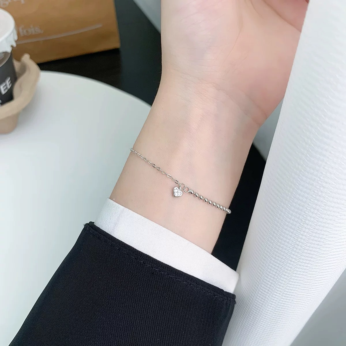 Tiffany & Co. Tiffany*帝芙尼光面爱心银色手链一致ZP黄铜材质