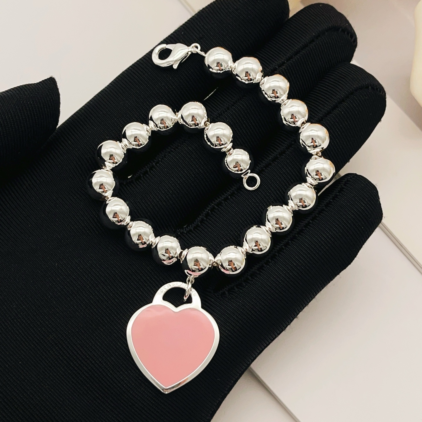 Tiffany & Co. Tiffany*帝芙尼最新款 银色粉爱心手链一致ZP黄铜材质