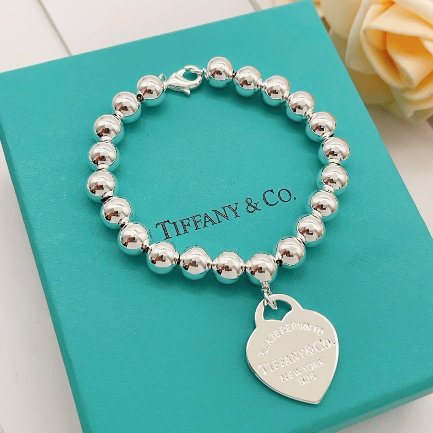 Tiffany & Co. Tiffany*帝芙尼最新款 银色粉爱心手链一致ZP黄铜材质