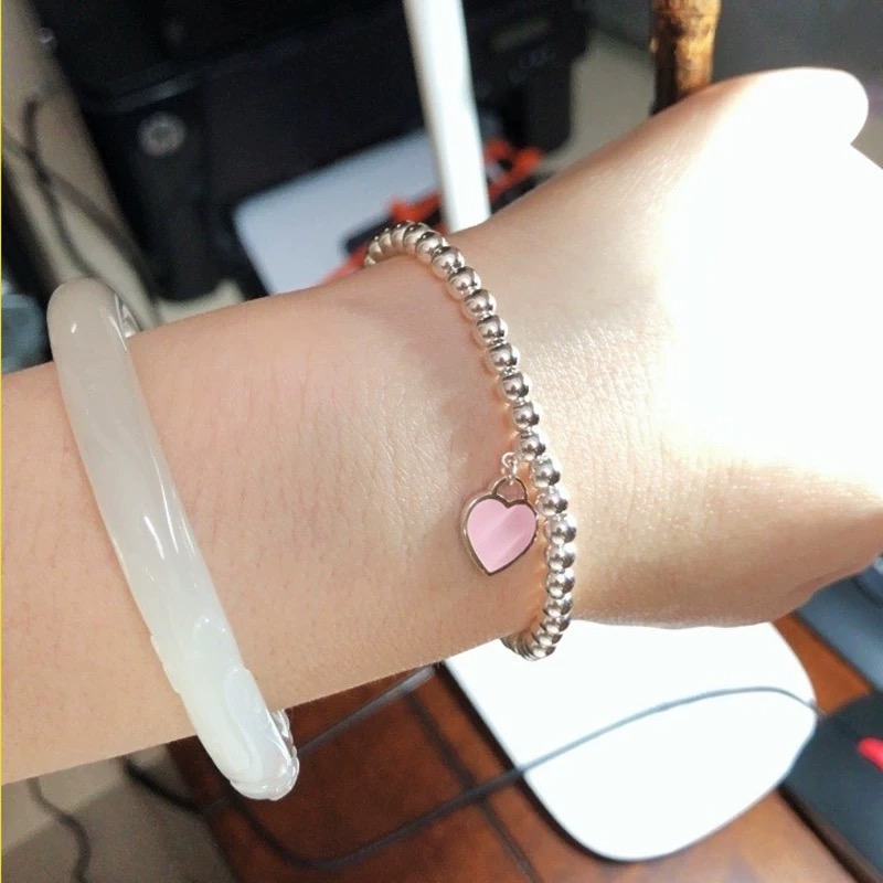 Tiffany & Co. Tiffany*帝芙尼最新款 银色粉爱心手链一致ZP黄铜材质