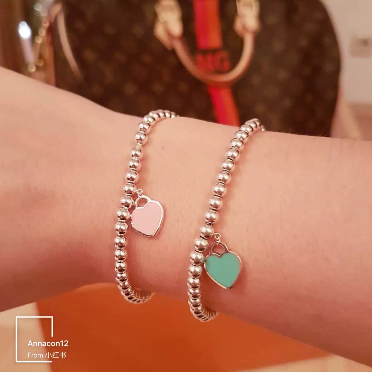 Tiffany & Co. Tiffany*帝芙尼最新款 银色粉爱心手链一致ZP黄铜材质