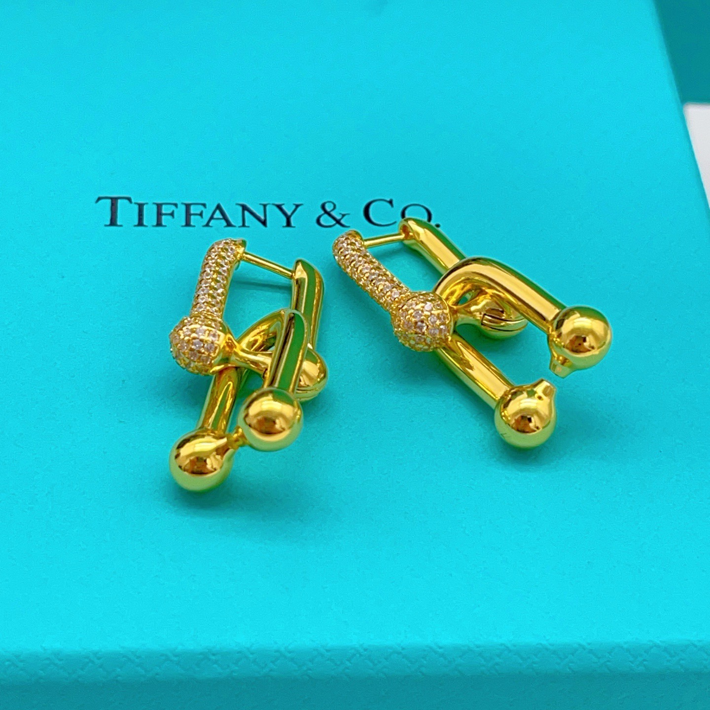Tiffany & Co. Tiffany*帝芙尼最新款 U型金色耳钉一致ZP黄铜材质