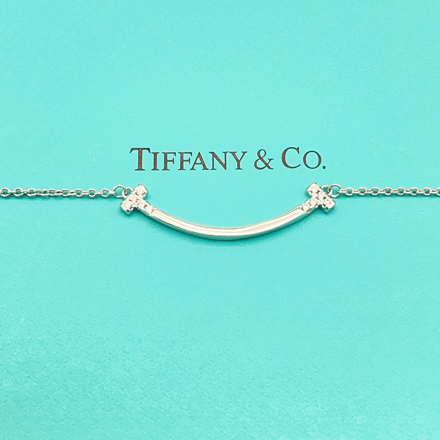 Tiffany & Co. Tiffany*帝芙尼笑脸镶钻银色项链一致ZP黄铜材质