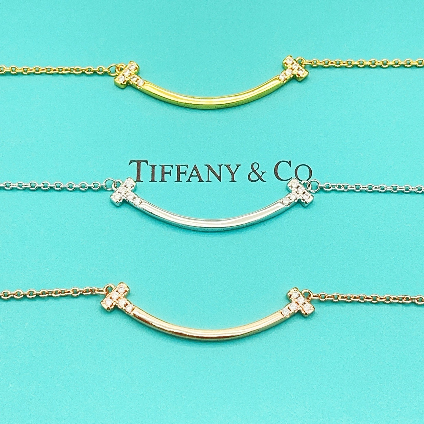 Tiffany & Co. Tiffany*帝芙尼笑脸镶钻银色项链一致ZP黄铜材质