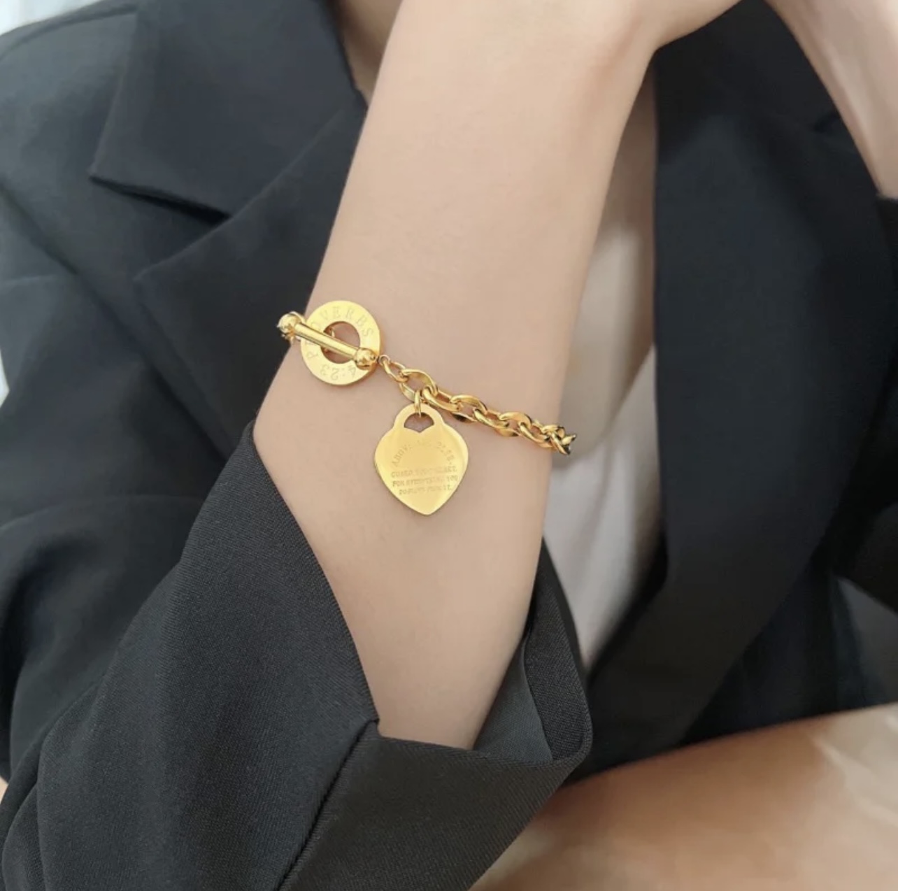 Tiffany & Co. Tiffany*帝芙尼最新款 金色光面爱心手链一致ZP黄铜材质