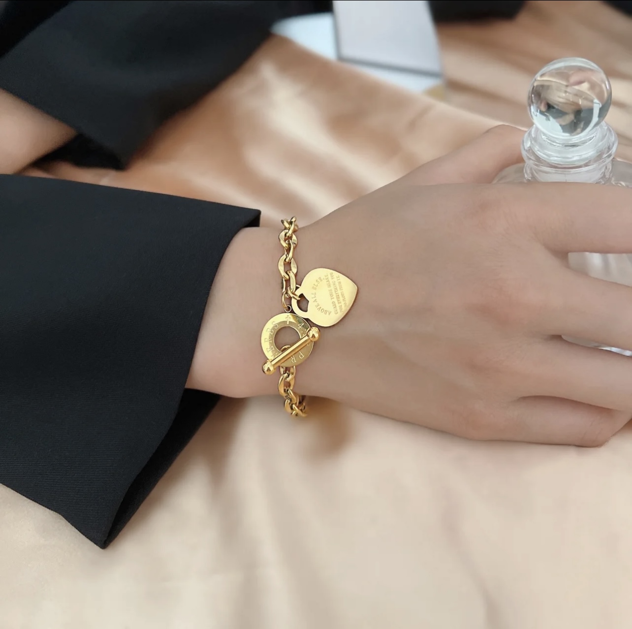 Tiffany & Co. Tiffany*帝芙尼最新款 金色光面爱心手链一致ZP黄铜材质