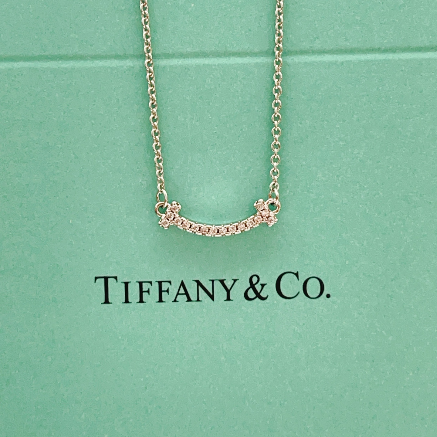 【Tiffany*帝芙尼最新款🆕🆕笑脸银色小号项链】一致官网黄铜材质，非常的上镜‼️设计很特别值得入手。