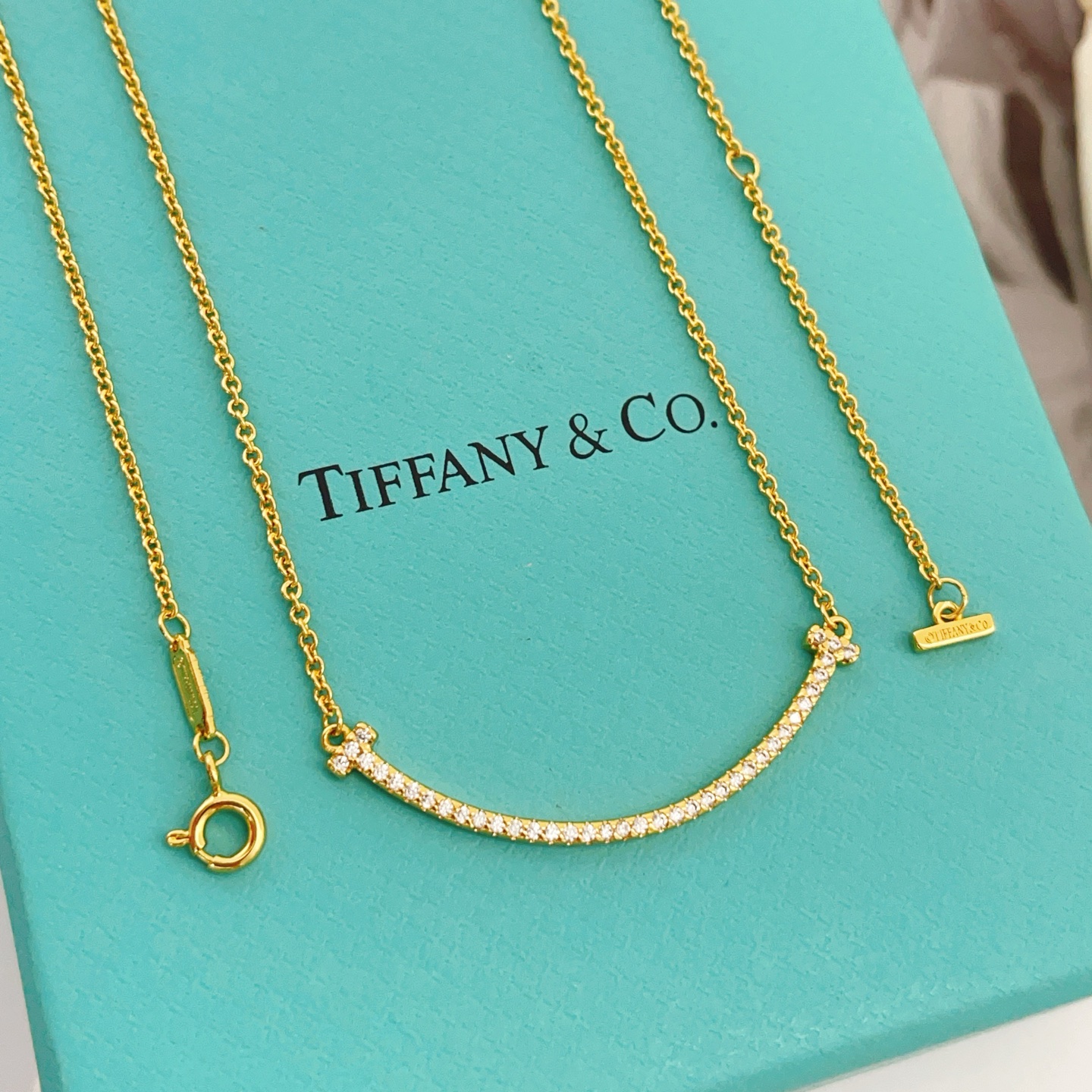 【Tiffany*帝芙尼最新款🆕🆕笑脸满天星金色项链】一致官网黄铜材质，非常的上镜‼️设计很特别值得入手