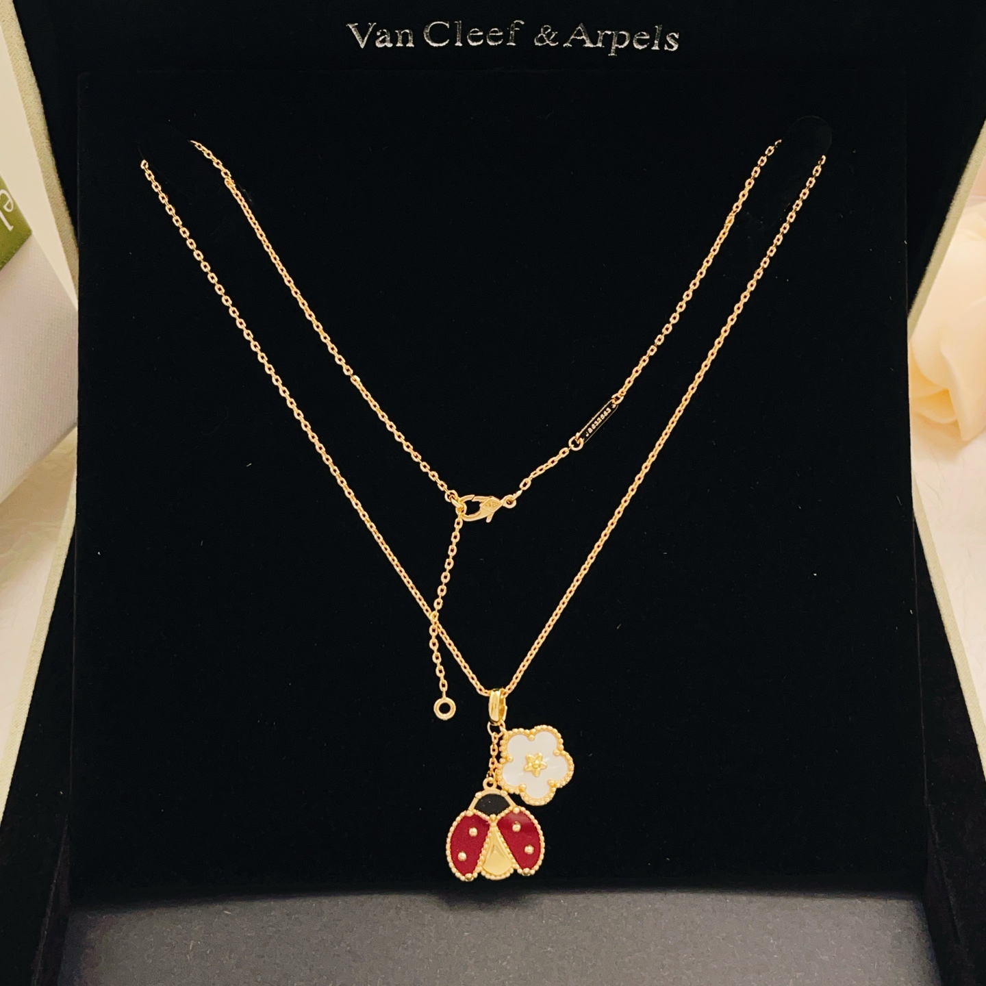 【VanCleef*ArPel* 最新款🆕🆕金色瓢虫项链】一致官网黄铜材质，非常的上镜‼️设计很特别值得