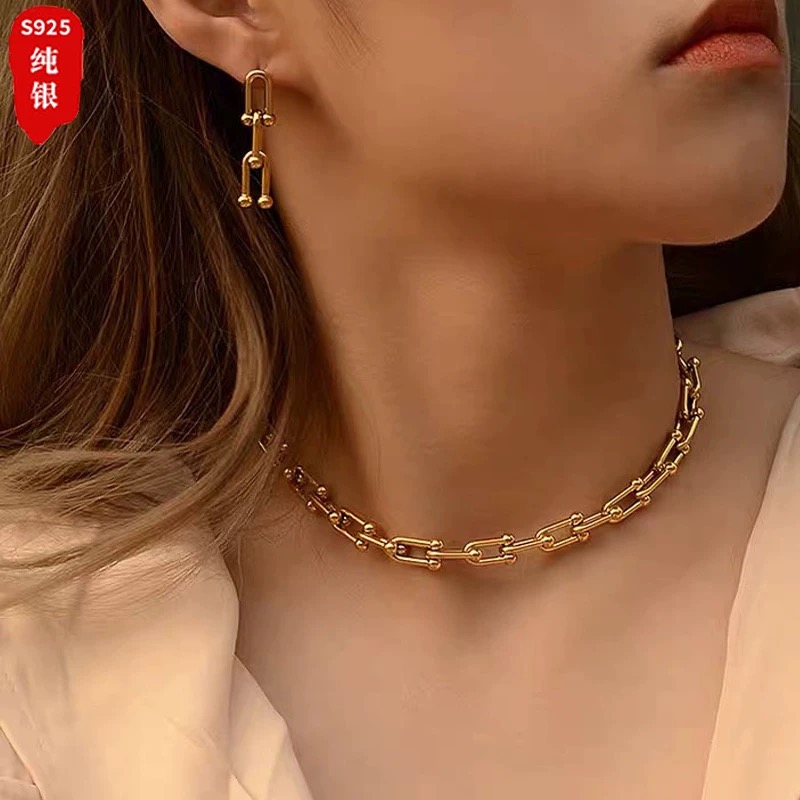 Tiffany & Co. Tiffany*帝芙尼最新款 U形金色项链一致ZP黄铜材质
