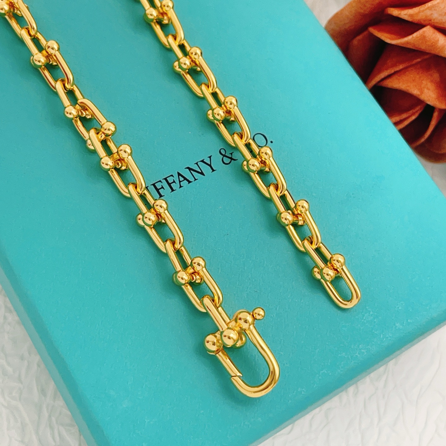 Tiffany & Co. Tiffany*帝芙尼最新款 U形金色项链一致ZP黄铜材质